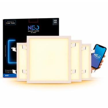 Imagem de Kit 4 Painel led Plafon Smart 24w 2700k/6500k 29,5cm Bivolt Quadrado C