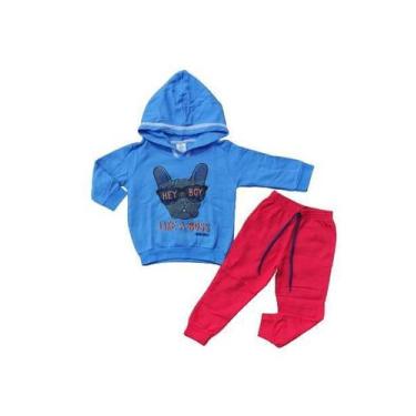 Imagem de Conjunto Moletom Infantil Inverno Menino Milk Shake, Azul, Vermelho, 2
