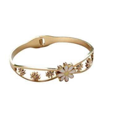 Imagem de Bracelete Margarida em Aço Inox Dourado - Pistache Acessórios