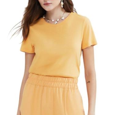 Imagem de Camiseta Feminina Hering MC Slim Amarelo Gema - 0241, G, Amarelo