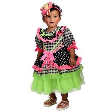 Imagem de Vestido de festa Junina Infantil Xadrez e Neon Papilloo - Papillo Bata