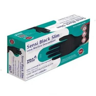 Imagem de Luva nitrílica descartável sensi black slim g sem pó c/100 unidades vo