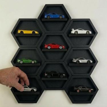 Imagem de Expositor Miniaturas Hot Wheels Nicho Hexagonal Moderno para carrinhos 1:64