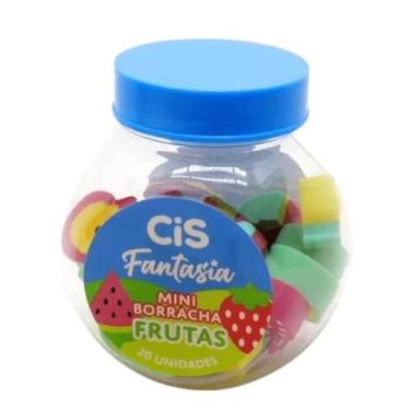 Imagem de Pote com 20 mini borrachas frutas Cis