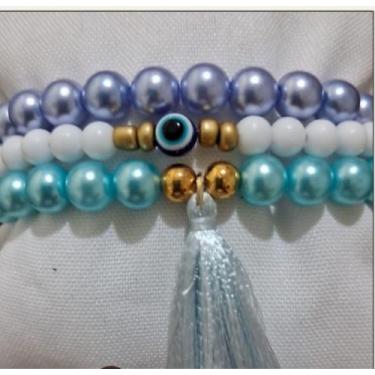 Imagem de Kit 3 pulseiras miçanga azul modelo atualizado - Rani