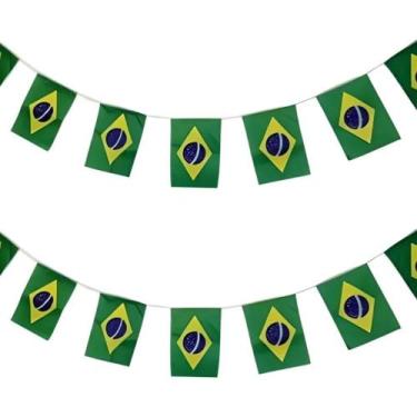 Imagem de Varal com 7 Bandeirinhas do Brasil Copa do Mundo 5 Metros Kit:1 - Roci