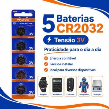 Imagem de Bateria Wadfow CR2032 3V Kit 5 Peças