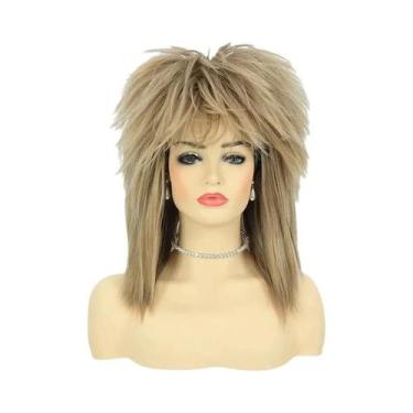 Imagem de Peruca Loira Dos Anos 80 Tina Diva Punk Rocker Mullet Para Mulheres HA