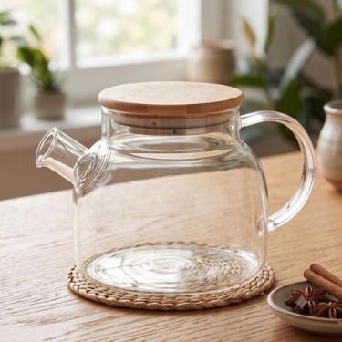 Imagem de Chaleira de Vidro com Tampa de Bambu (600 ml) Lisa - Wolff, Lisa
