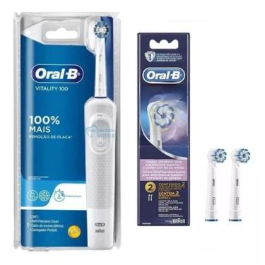 Imagem de Escova Elétrica Recarregável Oral B Vitality + 2 Refis 110v