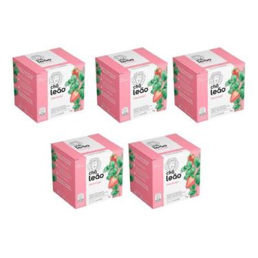 Imagem de Chá Leão Morango Em Sachê 20g 10 U Kit 5, Bebida Quente Fria Suco Sumo