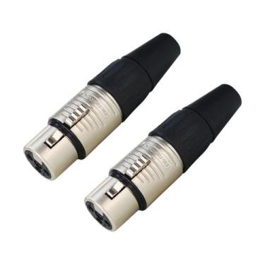 Imagem de Kit 2 Conectores XLR Fêmea Rean by Neutrik RC3F com Pinos Banhados em 