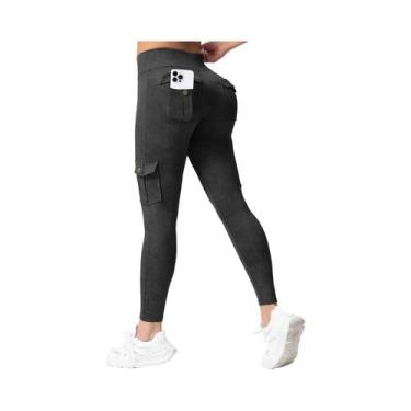Imagem de Leggings De Cintura Alta Com Bolsos Para Mulheres, Calças Esportivas C