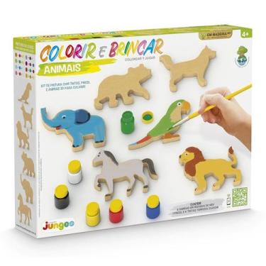 Imagem de Kit colorir e brincar animais - junges - 336