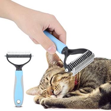 Imagem de Escova de cabelo de animal de estimação, Pente de nó de cabelo, Tratamento de cães, Escova de derramamento de cachorrinho para cães(azul, S)
