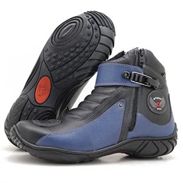 Imagem de Bota Cano Curto Couro Para Motociclista ATRON 271 KM PTO AZ Cor:Preto;Tamanho:40