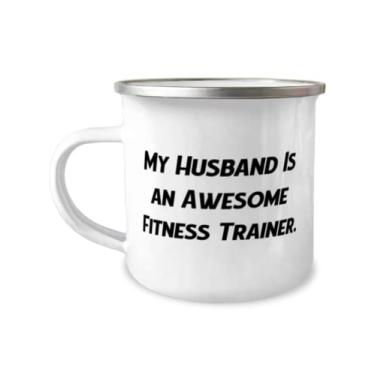 Imagem de Caneca exclusiva Husband 355 ml para campista My Husband Is an Awesome Fitness Trainer, presentes para marido, presentes de Dia dos Namorados