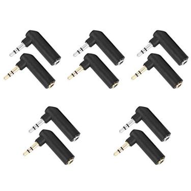 Imagem de Adaptador de áudio 10 peças, 3,5 mm, conector de fone de ouvido macho para fêmea, adaptador de fone de ouvido estéreo de ângulo reto de 90 graus