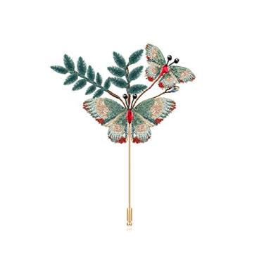 Imagem de jinyi2016SHOP Broche feminino retrô elegante, bordado, borboleta, folha, broche de temperamento de luxo para casamento, banquete, bijuteria, acessório de fantasia