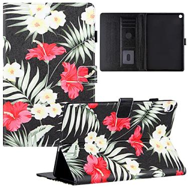 Imagem de KYJX Capa para tablet Huawei MatePad T10s 10,1 polegadas, capa fina de couro PU com suporte de seda para Huawei MatePad T10 9,7 polegadas (flores pretas)