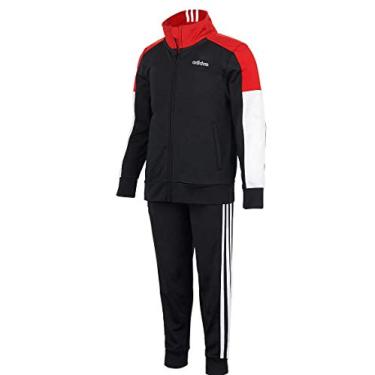Imagem de Conjunto de roupas e jaqueta de tricô para meninos da Adidas (5, preto/vermelho)