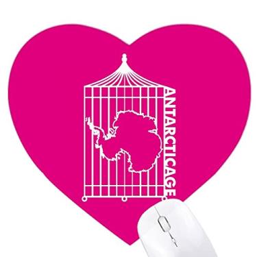 Imagem de Mouse pad de coração da Antártica Map Cage Continent Tapete de borracha para escritório