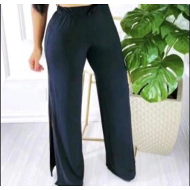 Imagem de Calça Pantalona Feminina Viscolycra Fenda Lateral - B.M