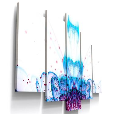 Imagem de Quadros Decorativos Flor Azul Abstrato Vitral Sala 