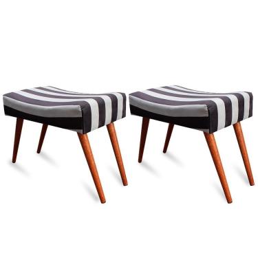 Imagem de Kit 2 Puff Cama inBox Hamburgo Retangular com Pés em Madeira Maciça Tecido Suede
