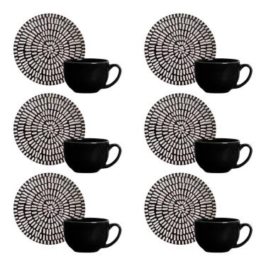 Imagem de Conjunto de Xícaras de Chá Porto Brasil Coup Chevron em Cerâmica Feldspática 198 ml – 6 Peças