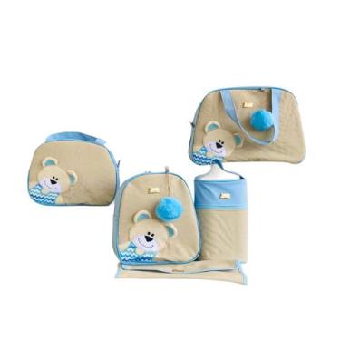 Imagem de Kit Bolsa Maternidade 5 Peças Completo  Urso Orelhinha  Térmica  Azul
