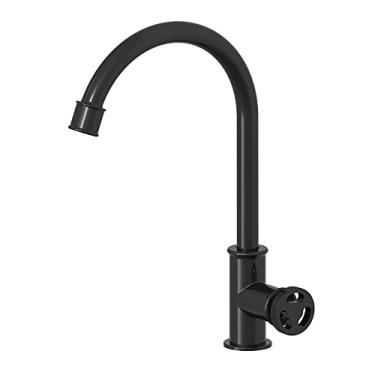 Imagem de Torneira de cozinha retrô estilo industrial simples torneira para pia fria latão preto fosco torneira de água montada no convés,04,2 somente água fria