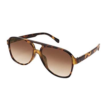 Imagem de FEISEDY Óculos de sol aviador de plástico retrô vintage anos 70 para mulheres e homens, armação quadrada grande clássica B2751, Leopardo, 60mm