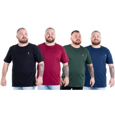 Imagem de Kit 4 Camisetas Camisas Blusas Básicas Masculinas Plus Size G1 G2 G3 Flero Cor:Preta Bordo Verde Marinho;Tamanho:G2