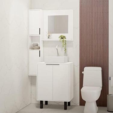 Imagem de Gabinete para Banheiro com Armário Suspenso e Espelheira Kira Estilare Branco