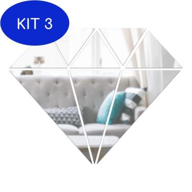 Imagem de Kit 3 Espelho Decorativo - Formato Diamante