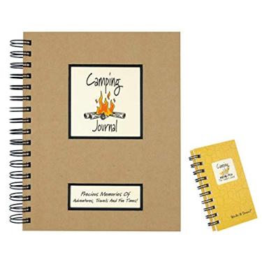Imagem de Conjunto de 2 Diários de Acampamento | Use como Agenda de Férias de Camper, Diário de Viagem de Trailer, Livro de Registro de Viagem de Estrada | 1 Tamanho completo (200 páginas) e 1 Mini Diário Espiral (120 páginas) com Instruções
