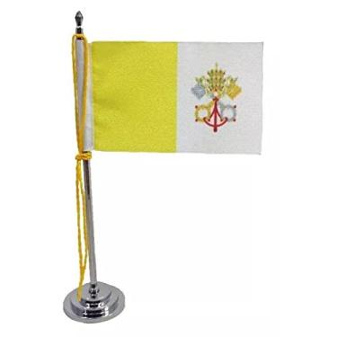 Imagem de Mini Bandeira De Mesa Do Vaticano 15 Cm Poliéster