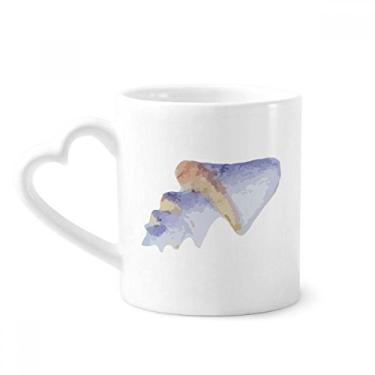 Imagem de Caneca azul com ilustração de padrão de vida marinha caneca de café cerâmica copo de coração de vidro