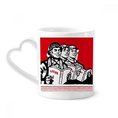 Imagem de Worker Campeasant Soldier China Caneca Vermelha Café Cerâmica Copos Copo de Coração de Vidro