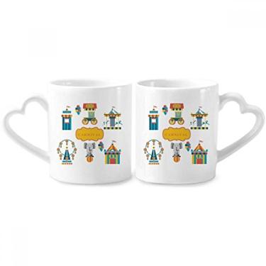 Imagem de Incrível conjunto de canecas de porcelana para casal, ilustração de instalações engraçadas, conjunto de canecas de cerâmica para amantes, copo de coração