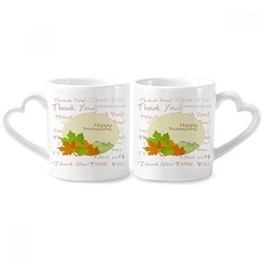 Imagem de Conjunto de canecas de porcelana para casal, estampa de desenho animado, Feliz Dia de Ação de Graças, xícara de cerâmica