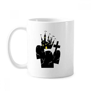 Imagem de Caneca de Halloween Cemetery Outside Castle Cerâmica Café Porcelana Utensílios de Mesa