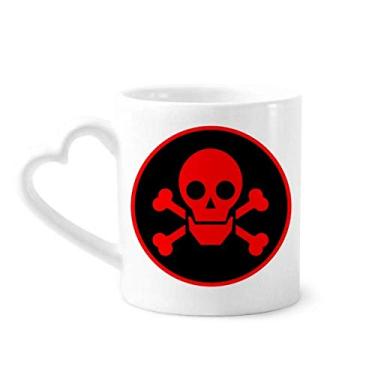 Imagem de Caneca com símbolo de radiação tóxica química perigosa vermelha café cerâmica copo de coração de vidro