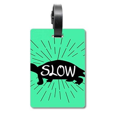 Imagem de Etiqueta de bagagem com desenho de animal de tartaruga preta com etiqueta de bagagem para pendurar cartão, Multicolorido.