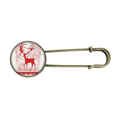 Imagem de Broche de metal retrô de corte de papel de veado animal de desenho animado retrô clipe de joias