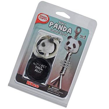 Imagem de West Coast Paracord Kits de chaveiro Rex Head – Kit de trança de cordão Rexlace com cabeças de animais pintadas à mão e fecho de metal – Instruções incluídas (Panda)