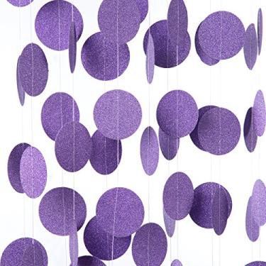 Imagem de MOWO Guirlanda de papel Streamer para decoração pendurada, 6 m, 2 peças, glitter roxo