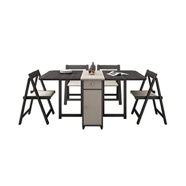 Imagem de Mesa de jantar dobrável, mesa de cozinha dobrável, mesa de centro versátil que economiza espaço com gaveta de armazenamento e rodízios, mesa de centro para cozinha, sala de estar /1440 (Color : A, S