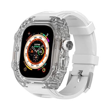 Imagem de SDUTIO para Apple Watch Band 8 Ultra 49mm Watch Band Case Transparente (Cor: H, Tamanho: 44/45mm)